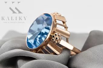 Vintage Žiedas Akvamarinas Originalus 14k rožinio aukso vintage vrc043r