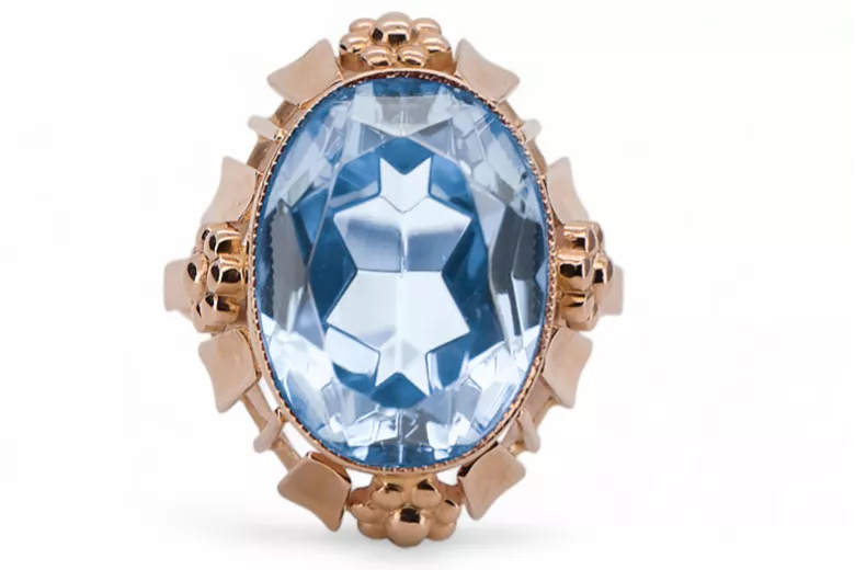 Ring Aquamarine Original Vintage 14K Rose Gold Vintage craft vrc043r