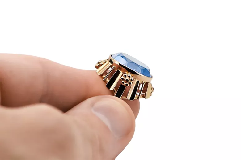 Ring Aquamarine Original Vintage 14K Rose Gold Vintage craft vrc043r