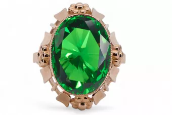 Vintažiniai amatai Žiedas Smeraldai Originalus 14k rožinio aukso vintage vrc043r
