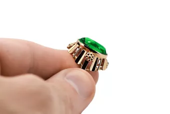 Vintažiniai amatai Žiedas Smeraldai Originalus 14k rožinio aukso vintage vrc043r