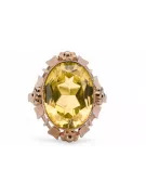 Žiedas Geltonasis peridotas Originalus 14k rožinio aukso vintage Vintažiniai papuošalai vrc043r
