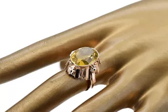 Péridot jaune Or rose 14 carats vintage d'origine Anneau Artisanat vintage vrc043r