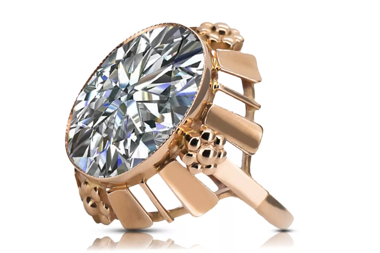 Inel Zircon Original vintage din aur roz de 14k Stil Vintage vrc043r