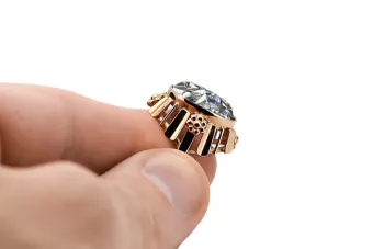 Cyrkonia Oryginalny wyrób Vintage 14k z różowego złota Pierścionek Styl Vintage vrc043r