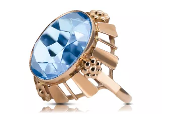 Оригінальне вінтажне рожеве золото 14 карат Аквамарин Каблучка Вінтаж vrc043r