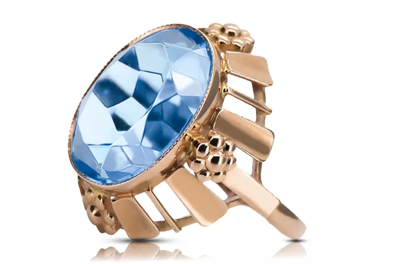 Ring Aquamarine Original Vintage 14K Rose Gold Vintage craft vrc043r