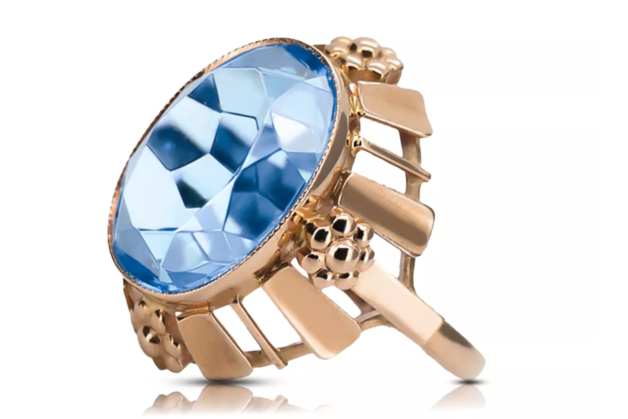 Ring Aquamarine Original Vintage 14K Rose Gold Vintage craft vrc043r