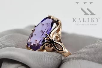Vintažiniai papuošalai Žiedas Alksandritas Originalus 14k rožinio aukso vintage vrc082r