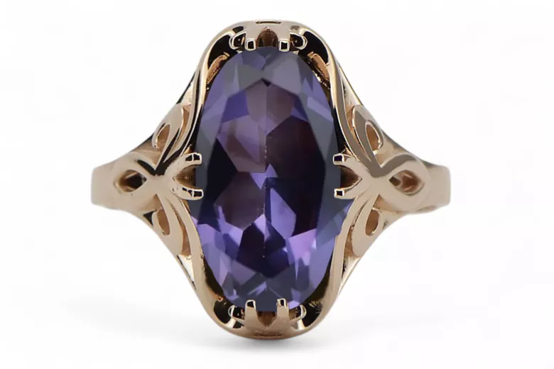 Russian Soviet rose 14k 585 gold Alexandrite Ruby Emerald Sapphire Zircon ring  vrc090