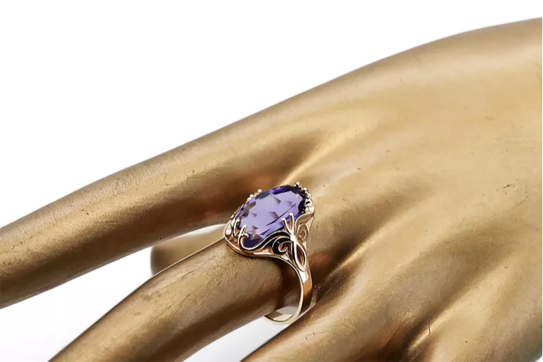 Russian Soviet rose 14k 585 gold Alexandrite Ruby Emerald Sapphire Zircon ring  vrc090