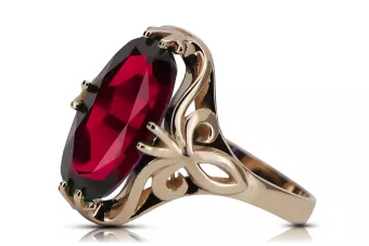 Artesanía vintage Anillo Rubí Oro rosa antiguo original de 14k vrc082r