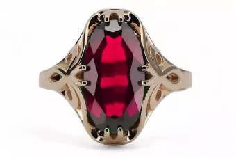 Artesanía vintage Anillo Rubí Oro rosa antiguo original de 14k vrc082r