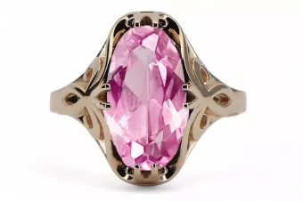 خاتم حرف يدوية فينتاج أميثست الذهب الوردي الأصلي vrc082r