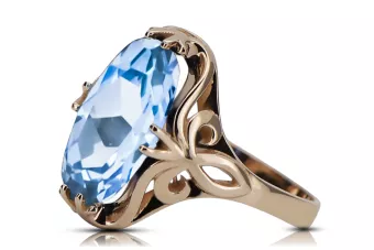 Inel Acvamarin Original vintage din aur roz de 14k Vintage bijuterii vrc082r