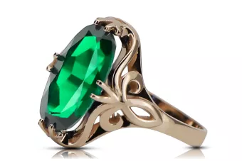 Or rose 14 carats vintage d'origine Émeraude Anneau Artisanat vintage vrc082r