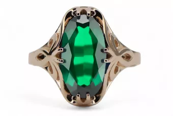 Or rose 14 carats vintage d'origine Émeraude Anneau Artisanat vintage vrc082r