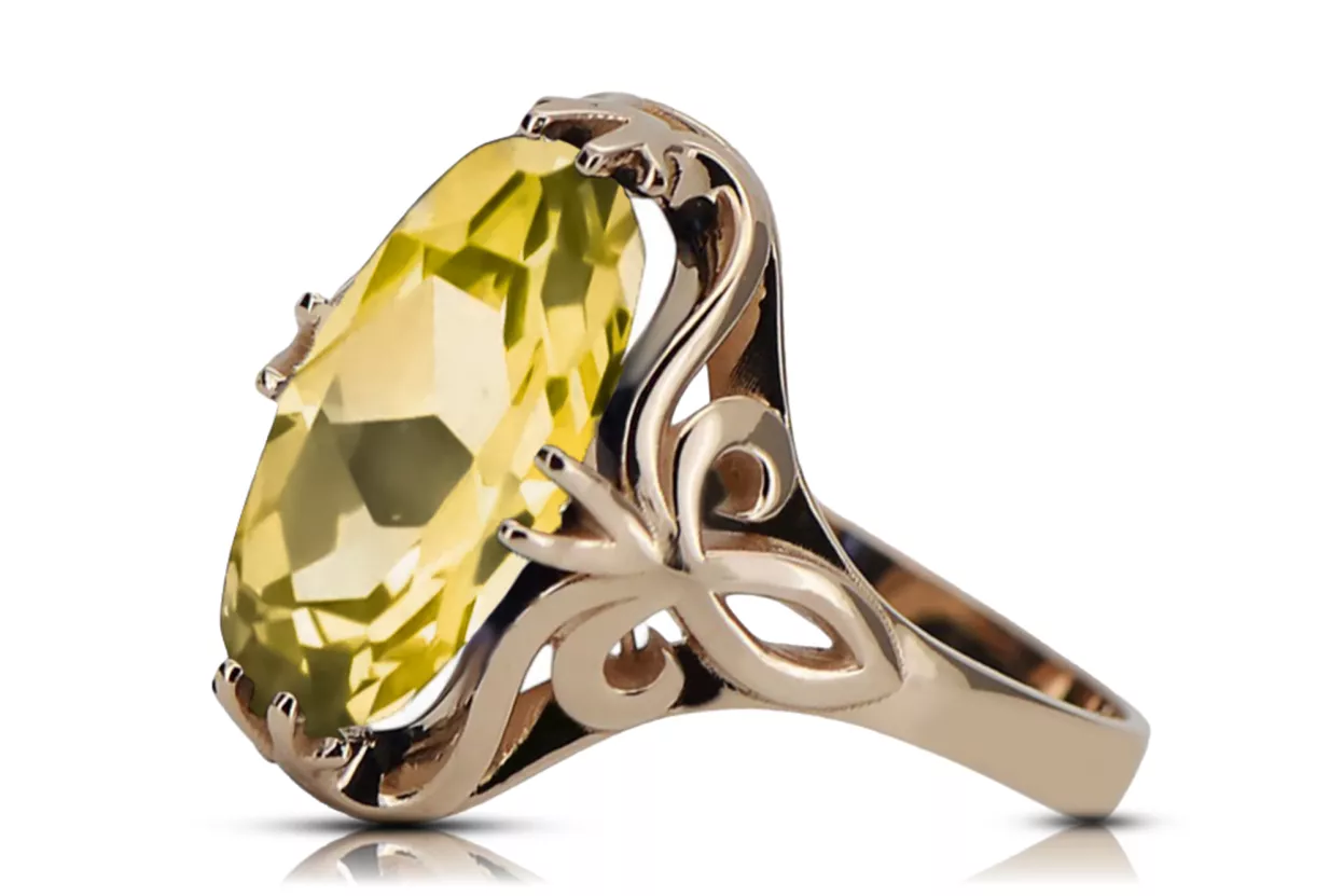 Vintage Ring Gelber Peridot Originales Vintage-Roségold aus 14 Karat vrc082r