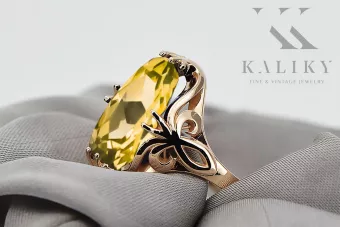 Peridot galben Original vintage din aur roz de 14k Inel Vintage bijuterii vrc082r