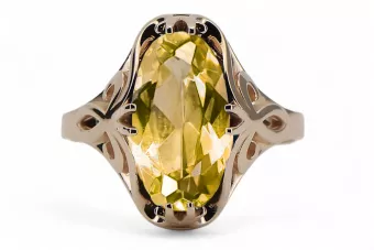 Vintage Biżuteria Pierścionek Żółty Perydot Oryginalny wyrób Vintage 14k z różowego złota vrc082r