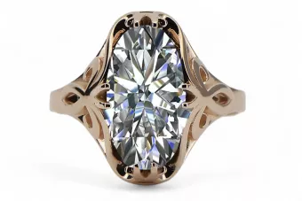 Vintažinis stilius Žiedas Žirkoniai Originalus 14k rožinio aukso vintage vrc082r