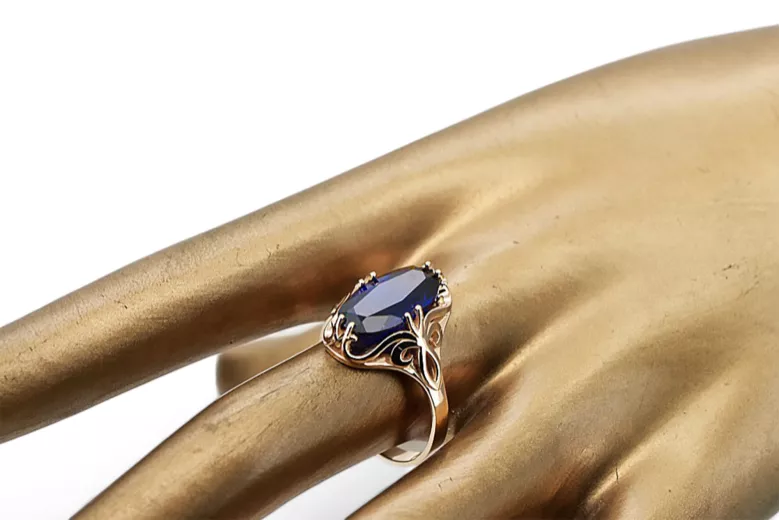 Originalus 14k rožinio aukso vintage Sapyras Žiedas Vintažinis stilius vrc082r