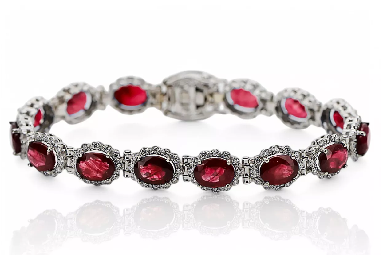 White 14k gold ruby and zircons tennis bracelet tbc001w White 14k gold ruby and zircons tennis bracelet tbc001w