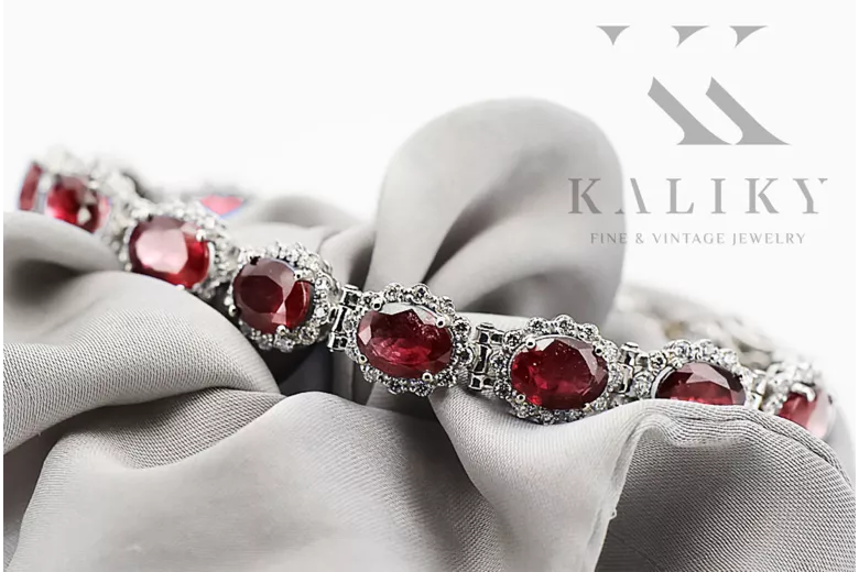 White 14k gold ruby and zircons tennis bracelet tbc001w