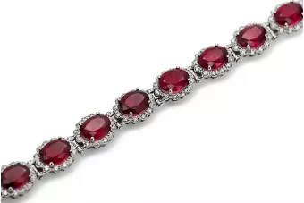 White 14k gold ruby and zircons tennis bracelet tbc001w
