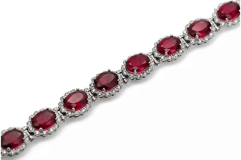 White 14k gold ruby and zircons tennis bracelet tbc001w