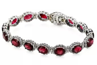 Bracelet tennis en or blanc 14 carats, rubis et zircons tbc001w