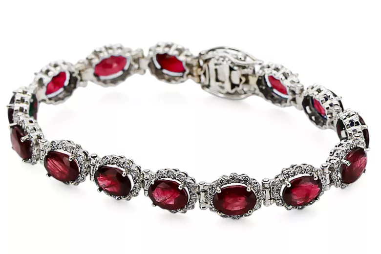 White 14k gold ruby and zircons tennis bracelet tbc001w