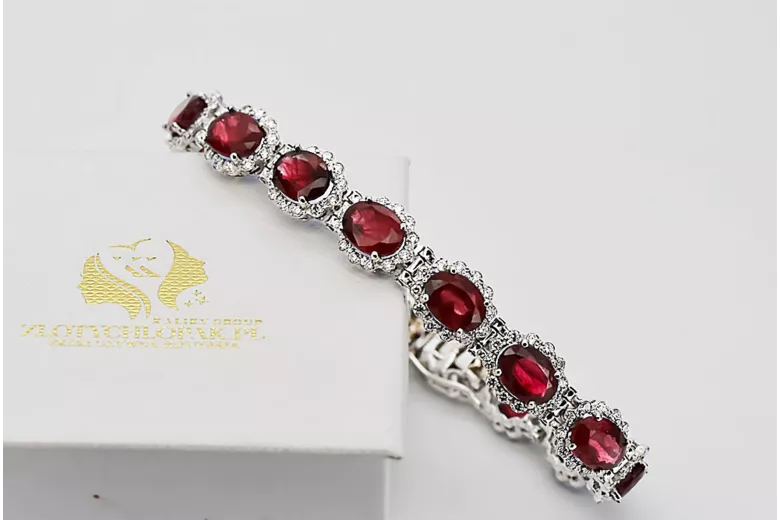 White 14k gold ruby and zircons tennis bracelet tbc001w