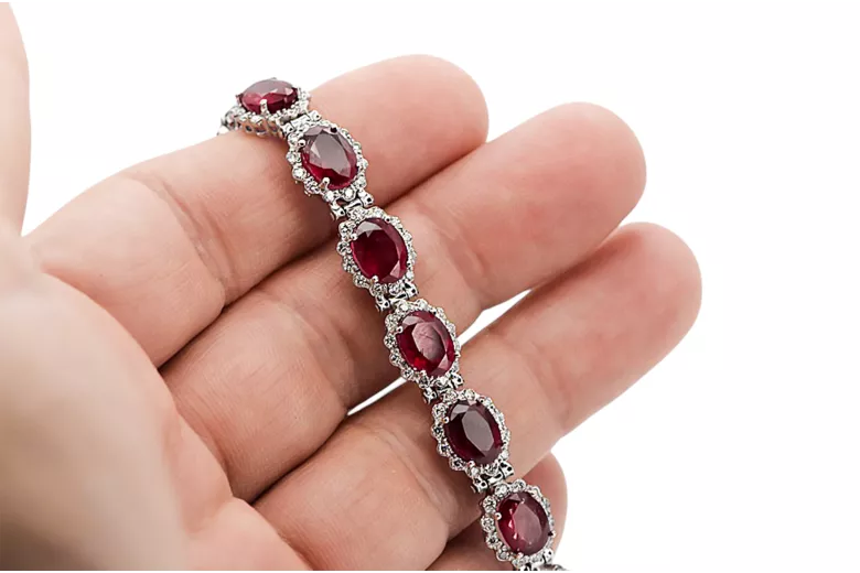 White 14k gold ruby and zircons tennis bracelet tbc001w