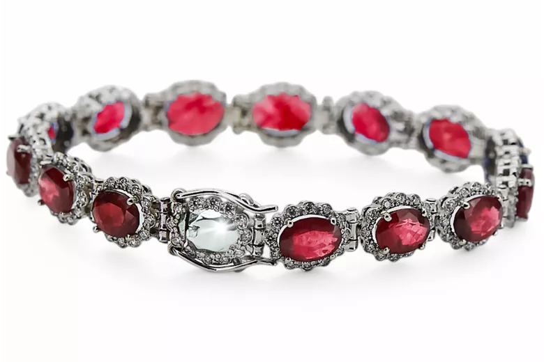 White 14k gold ruby and zircons tennis bracelet tbc001w