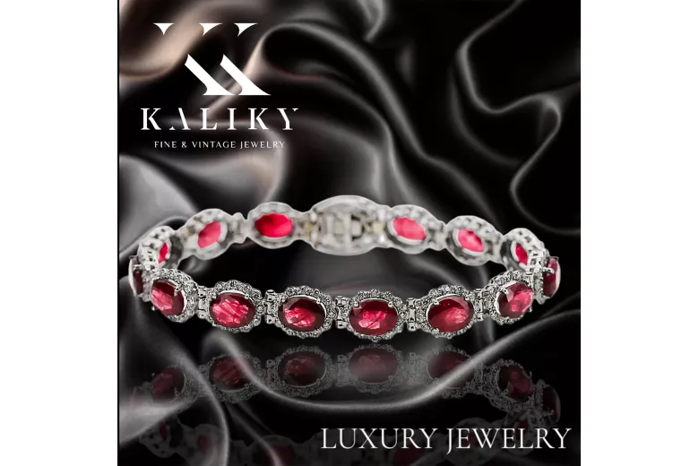 White 14k gold ruby and zircons tennis bracelet tbc001w