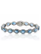 White 14k gold aquamarine and zircons tennis bracelet tbc001w