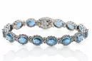White 14k gold aquamarine and zircons tennis bracelet tbc001w