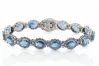 White 14k gold aquamarine and zircons tennis bracelet tbc001w