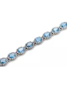 White 14k gold aquamarine and zircons tennis bracelet tbc001w