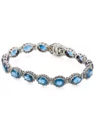 White 14k gold aquamarine and zircons tennis bracelet tbc001w