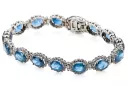 White 14k gold aquamarine and zircons tennis bracelet tbc001w