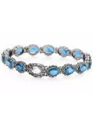 White 14k gold aquamarine and zircons tennis bracelet tbc001w