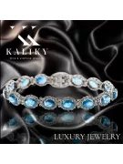 White 14k gold aquamarine and zircons tennis bracelet tbc001w