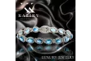 White 14k gold aquamarine and zircons tennis bracelet tbc001w