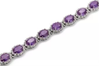 White 14k gold alexandrite and zircons tennis bracelet tbc001w