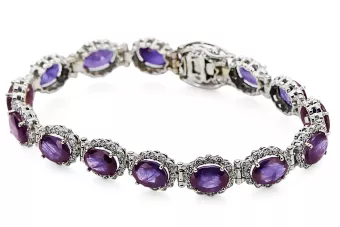 White 14k gold alexandrite and zircons tennis bracelet tbc001w