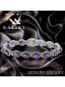 White 14k gold alexandrite and zircons tennis bracelet tbc001w