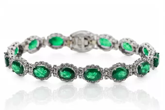 White 14k gold emerald and zircons tennis bracelet tbc001w