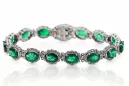 White 14k gold emerald and zircons tennis bracelet tbc001w